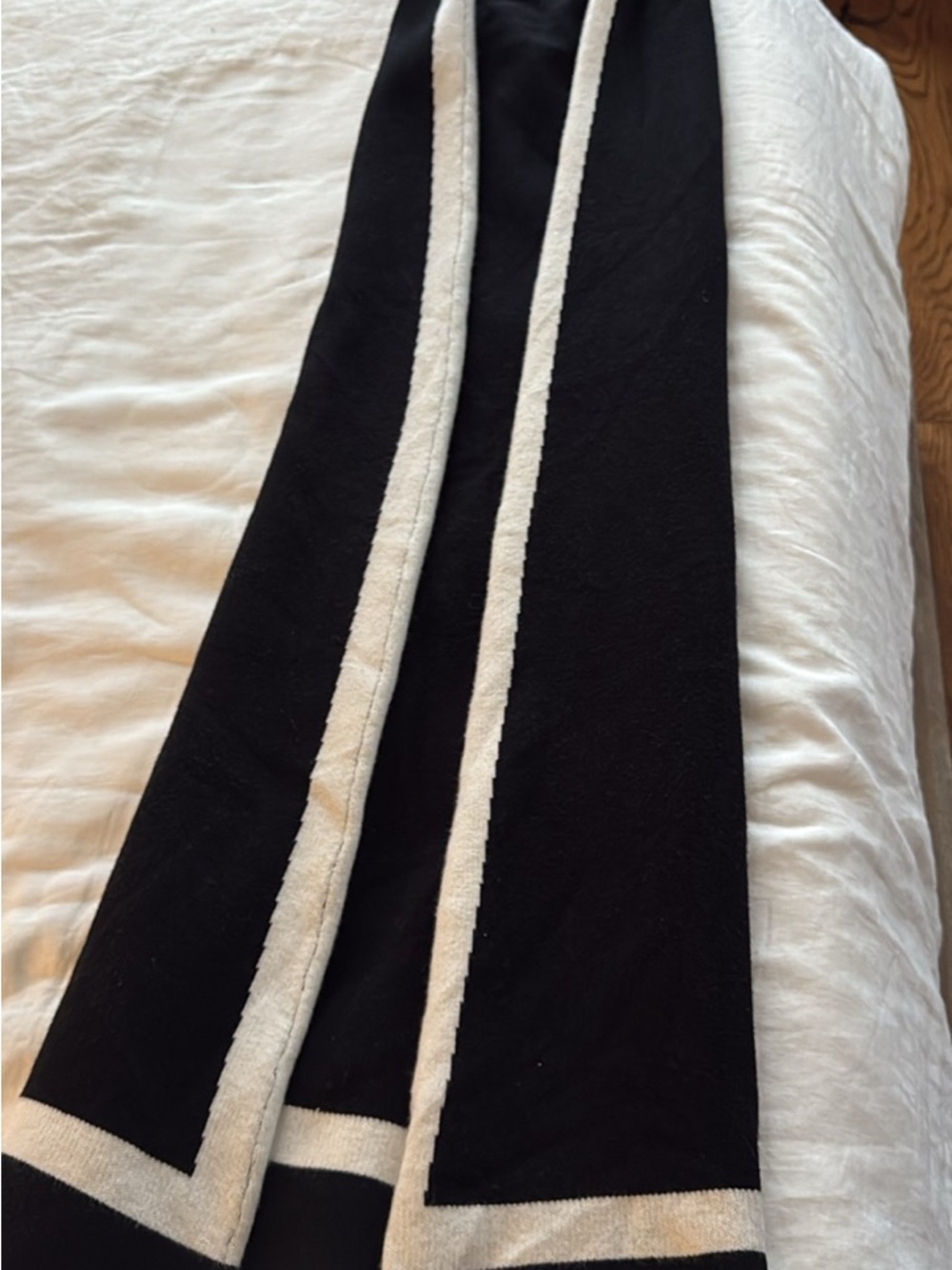 Black Knit A-Line Skirt with White Trim